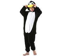 Enfant Fille Garçon Anime Animal Halloween Costume Cosplay Combinaison Pyjama Outfit Nuit Vêtements Onesie Soirée de Déguisement Unisexe Noir Pingouin pour Hauteur 90-148CM