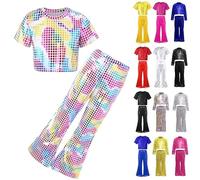 Enfant Fille Garçon blanc gris Pantalon Evasé Danse Latine Tango Paillettes Brillant Pantalon Danse Rue Jazz Hip-hop Pantalon à Pattes D'éléphant Partie Performance Blanc cassé vin rouge 110 140 4 ans