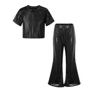 Enfant Fille Garçon blanc gris Pantalon Evasé Danse Latine Tango Paillettes Brillant Pantalon Danse Rue Jazz Hip-hop Pantalon à Pattes D'éléphant Partie Performance Blanc cassé vin rouge 110 140 4 ans