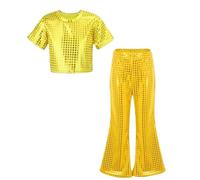 Enfant Fille Garçon blanc gris Pantalon Evasé Danse Latine Tango Paillettes Brillant Pantalon Danse Rue Jazz Hip-hop Pantalon à Pattes D'éléphant Partie Performance Blanc cassé vin rouge 110 140 4 ans