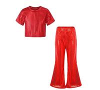 Enfant Fille Garçon blanc gris Pantalon Evasé Danse Latine Tango Paillettes Brillant Pantalon Danse Rue Jazz Hip-hop Pantalon à Pattes D'éléphant Partie Performance Blanc cassé vin rouge 110 140 4 ans