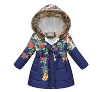 Enfant Fille Manteau d'Hiver Doudoune Chaud Veste à Capuche Fourrrure Parka Rembourré Blouson Imprimé Doudoune Parka Outwear