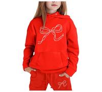 Enfant Fille Survêtement Ensemble T-Shirt et Cordon Pantalon Imprimer Zippé Top Sweat Capuche Bottom de Automne Hiver Costume Joggers Enfants Street Dancewear Tenue Running