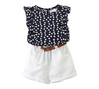 Enfant Fille Survêtement Ensemble Volants Coton Vêtements Jogging Chemisier Blouse et Pantalon Fluide Leger décontracté Lettre imprimée Plaine Top Bottoms Costumes pour Fête