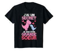 Enfant Filles J'ai Un Secret Je Vais Être Grande Soeur Dinosaure T-Shirt