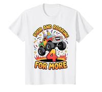 Enfant Four and Roaring for More Funny 4th Birthday Truck T-Shirt