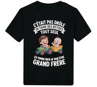 Enfant Futur Grand frère/Bêtises/Idée Cadeau Annonce Grossesse Papa Grands Parents Mamie Tonton Super Hero (FR/ES, Âge, 4 Ans, Taille Normale, Noir)