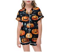 Enfant Garçon Fille Pyjama De Halloween Lot 2 Ensembles et Ado VêTements Maison en Coton Doux Filles Costume Nuit Cadeaux