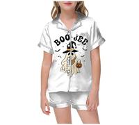 Enfant Garçon Fille Pyjama Pyjamas Halloween Déguisements Ensembles de imprimés Ensemble Manches Longues en Coton Costume Vêtement Nuit Filles Cadeaux