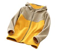 Enfant Garçon Manches Longues Hiver Patchwork Couleur Polaire Fermeture éclair Sweat à Capuche Manteau Veste Épaissir Chaud Vêtements d'extérieur Gilet Garçon 80, jaune, 7-8 Ans