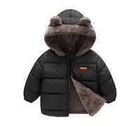 Enfant Garçon Manteau d'hiver Oreilles d'ours avec Capuche Avec Veste de Poche Double Face Porter Polaire Épaissir Coupe-Vent Fermeture Éclair Vêtements d'extérieur chauds, Noir , 12-18 mois