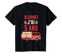 Enfant Garçon Pompier Pompiers Alarme J'ai 5 Ans Anniversaire T-Shirt