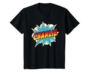 Enfant Garçons Charlie Name Comic Book Superhero T-Shirt