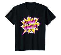 Enfant Girls Amelia Name Bande dessinée super-héros T-Shirt