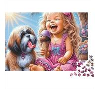 Enfant Heureux Mangeant de la Glace Puzzle 1000 Pièces Carton Premium pour Couples, Puzzle De Concentration, Amusement en Intérieur, Cadeau De Maison Neuve Idéal pour Nouveaux Mariés 52x38cm/1000pcs