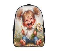 enfant heureux sacs à dos scolaires 2 compartiment élégant cartable scolaire pour adultes ado fleurs imprimé 3d sac à dos-16,unisexe pour les voyages les affaires