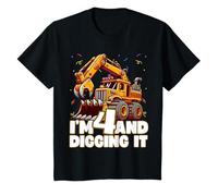 Enfant I'm 4 and Digging It Monster Excavator 4ème Anniversaire T-Shirt