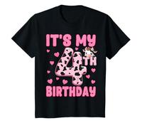 Enfant It's My 4th Birthday Girl 4yr Cute Farm Cow Four 4 Years Old T-Shirt