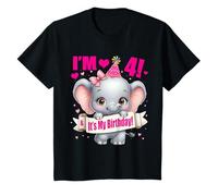 Enfant J'Ai 4 Ans (Quatre) ! Tenue de fête de 4e Anniversaire d'éléphant pour Fille T-Shirt