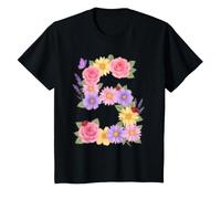 Enfant J'Ai 5 Ans !! Filles 5e Anniversaire Fleurs Papillon T-Shirt