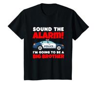 Enfant Kids I'm Ging to Be A Big Brother Police Car Baby Reveal T-Shirt