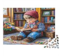 Enfant lisant Un Livre Puzzle 1000 Pièces Papier recyclé pour Adultes Puzzle pour Adultes Impossible Difficile Stimulant Jeu Familial Amusant Excellente idée Cadeau 38x26cm/1000pcs