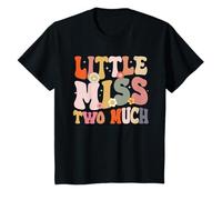 Enfant Little Miss Two Much Tenue de 2e anniversaire pour fille Boho Groovy T-Shirt