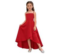 Enfant Longue Robe De Cérémonie Mariage Concours Col Carré Rouge 5-6 ans