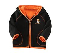 Enfant Manches Longues Dessin Animé Chien Imprimé Hiver Polaire Fermeture éclair Manteau Veste Épaissir Chaud Vêtements d'extérieur Magiciens Enfants, Noir , 5-6 Ans
