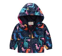 Enfant Manteaux Imperméable, Animal Imprimé Garçon Filles Cape de Pluie Enfant Veste Coupe Vent à Capuche Blouson de Pluie Léger Respirant Doublé de Doux Outwear Vêtement de Pluie à Capuche
