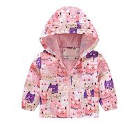 Enfant Manteaux Imperméable, Animal Imprimé Garçon Filles Cape de Pluie Enfant Veste Coupe Vent à Capuche Blouson de Pluie Léger Respirant Doublé de Doux Outwear Vêtement de Pluie à Capuche