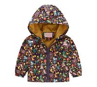 Enfant Manteaux Imperméable, Animal Imprimé Garçon Filles Cape de Pluie Enfant Veste Coupe Vent à Capuche Blouson de Pluie Léger Respirant Doublé de Doux Outwear Vêtement de Pluie à Capuche