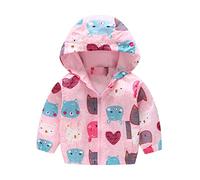 Enfant Manteaux Imperméable, Animal Imprimé Garçon Filles Cape de Pluie Enfant Veste Coupe Vent à Capuche Blouson de Pluie Léger Respirant Doublé de Doux Outwear Vêtement de Pluie à Capuche