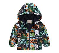 Enfant Manteaux Imperméable, Animal Imprimé Garçon Filles Cape de Pluie Enfant Veste Coupe Vent à Capuche Blouson de Pluie Léger Respirant Doublé de Doux Outwear Vêtement de Pluie à Capuche