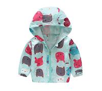 Enfant Manteaux Imperméable, Animal Imprimé Garçon Filles Cape de Pluie Enfant Veste Coupe Vent à Capuche Blouson de Pluie Léger Respirant Doublé de Doux Outwear Vêtement de Pluie à Capuche