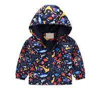 Enfant Manteaux Imperméable, Animal Imprimé Garçon Filles Cape de Pluie Enfant Veste Coupe Vent à Capuche Blouson de Pluie Léger Respirant Doublé de Doux Outwear Vêtement de Pluie à Capuche