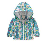 Enfant Manteaux Imperméable, Animal Imprimé Garçon Filles Cape de Pluie Enfant Veste Coupe Vent à Capuche Blouson de Pluie Léger Respirant Doublé de Doux Outwear Vêtement de Pluie à Capuche