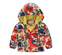 Enfant Manteaux Imperméable, Animal Imprimé Garçon Filles Cape de Pluie Enfant Veste Coupe Vent à Capuche Blouson de Pluie Léger Respirant Doublé de Doux Outwear Vêtement de Pluie à Capuche