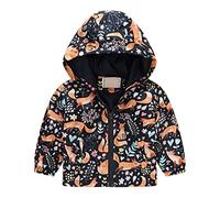 Enfant Manteaux Imperméable, Animal Imprimé Garçon Filles Cape de Pluie Enfant Veste Coupe Vent à Capuche Blouson de Pluie Léger Respirant Doublé de Doux Outwear Vêtement de Pluie à Capuche