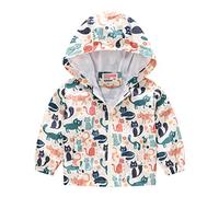 Enfant Manteaux Imperméable Poche Automne-Hiver Bébé Enfant Vêtement De Pluie Garçon Filles Avec Capuche Imperméables Sweat-Shirt Blouson Coupe-Vent Zipper Blouson De Pluie(White B,18-24 mois)