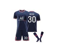 Maillot de supporter de football Haobuy Enfant Messi PSG 30 Maillot de Football Paris avec Chaussettes de Sport 2021 Pop - Taille 24