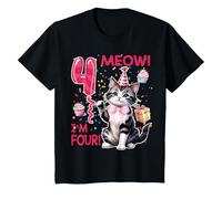 Enfant MIAOU ! Tenue d'anniversaire sur le thème « J'ai 4 ans » sur le thème des chats pour filles de 4 ans T-Shirt