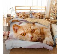 Enfant Parure De Lit Chat Et Chien Dormant Ensemble Adorable Housse De Couette X Cm + Taie D'oreiller Xcm Microfibre (X Cm,Chat C)