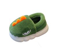Enfant Peluche Coton Pantoufles Garçon Fille Hiver Chaussons Bébé Garçons Pantoufles Boys Winter Girls Cute Children Indoor Home Baby Non Slip Furry Dinosaur Package with Cotton (Green, 4.5-5 Years)