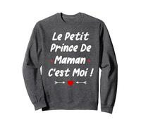 Enfant Petit garçon Humour Prince de Maman Sweatshirt, Unisexe pour Adultes, Chiné Foncé, M