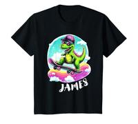 Enfant Planche à roulettes James Name Dinosaur T-Shirt