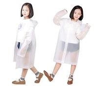 Enfant Poncho Pluie, 2 Pièces Combinaison de Pluie EVA Réutilisable pour Garçons et filles, Vêtements de Pluie avec capuche, Cape de Veste de Pluie légère pour Tout-petits Transparente (Transparente)