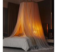 Enfant Princesse Dôme Moustiquaire de Lit Baldaquin, Tissu d'ombrage Ciel de Lit Multifonction pour Simple à King Size des Lits pour Décoratif de Chambre à Coucher-Jaune