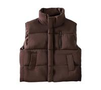 Enfant Puffer Gilet Veste Sans Manche Col Patchwork, Fermeture Éclair Manteaux Blouson Pull d'extérieur boutonné chaud réversible léger Gilet en Duvet Unisexe Sans Manches