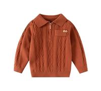 Enfant Pulls en Tricot Torsadé avec Col Zippé GarçOn 3-8 Ans, Manches Longues Thermique Doux Confortable Automne Et Hiver DéContracté Quotidien Maison ExtéRieur VêTements pour Enfants